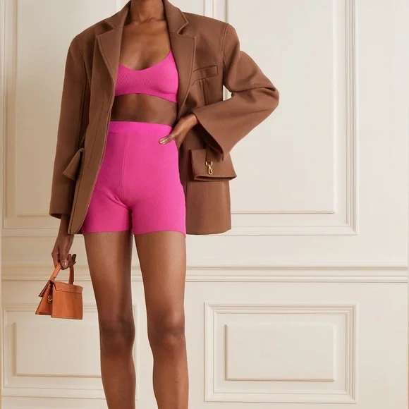 Jacquemus Pink Valensole Ribbed Knit Bralette Top Pink - Picture 1 of 9